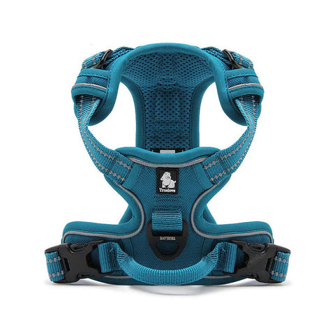 PetsUp 3M Reflective Mesh Padded Dog Vest Front Range No Pull Harness with Handle (Blue)
