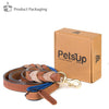 Royal Padded Leather Leash Tan/Blue